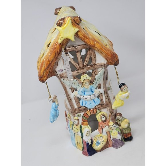 Vintage Porcelain Christmas In Cobblestone Village Nativity‎ Scene - Picture 1 of 16